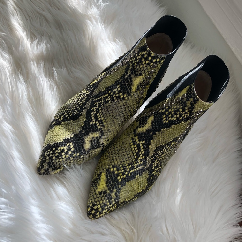 Eugenia Kim Angle Boot Yellow Snakeskin Studs
